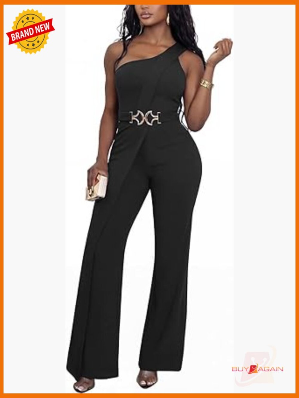 Sexy One Off Shoulder Jumpsuit Sleeveless Wide Leg Elegant Party Outfit Women's